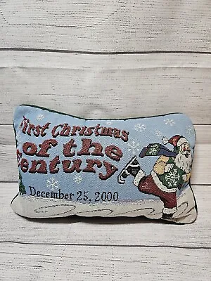 First Christmas Of The Century Pillow - December 25 2000 - Skating Santa • $16