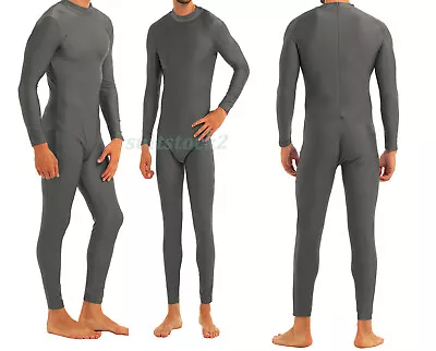 Men Turtleneck Long Sleeve Spandex Zentai Costume Bodysuit Unitard Dancewear • £13.80