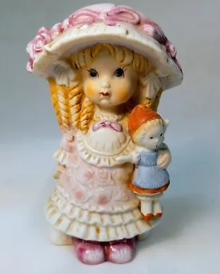 Vtg. Debec Girl With Doll Curly Hair Big Hat Porcelain Figurine 5 X3  • $24.50