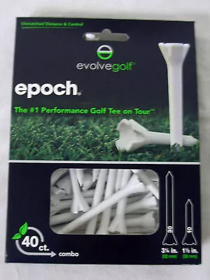 Evolve Epoch Performance Tees 40pk Mix (3.25  1.5 ) White Golf Tee NEW • $11.99