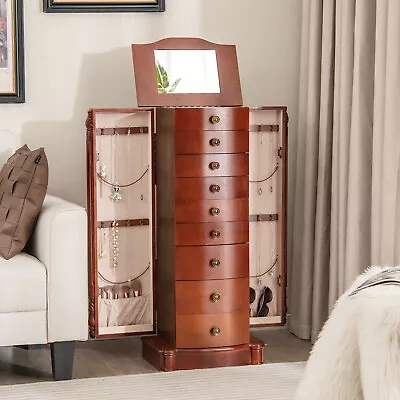 Jewelry Armoire Cabinet Organizer Storage Chest With Top Flip Mirror & Drawers • $249.99