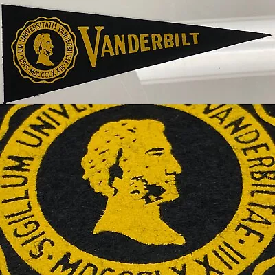 Vintage Vanderbilt Commodores Tennessee University 3.5x9.75 Mini Pennant • $17.95