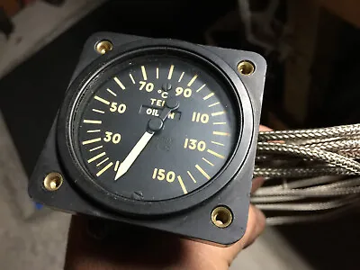 MotoMeter Auto-Lite Vintage Military Aviation Mechanical Oil Temperature Gauge • $69