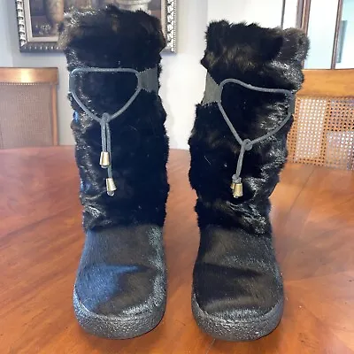 Oscar Winter Sport Black Fur Boots Sz 38   US Size 7.5 Made In Italy • $80