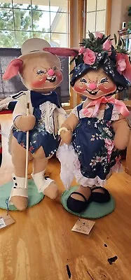 Vintage Large Annalee Dolls -Boy  Rabbit & Girl Rabbit   22“ Tall Easter '92 • $81