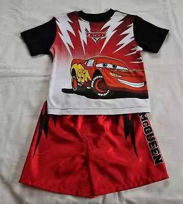 Disney Cars Lightning McQueen Boys Black Red Printed Pyjama Set Size 5 New • $10.39