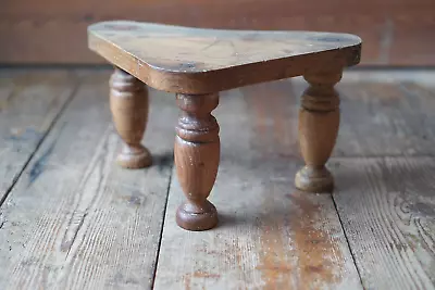 Antique 3 Leg Oak Wooden Milking Candle Stool • £55