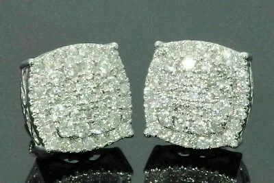 Men's 3Ct Round Genuine Moissanite Cluster Stud Earrings 14K White Gold Plated • $95.99