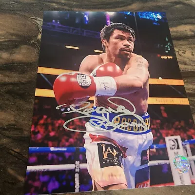 MANNY PACQUIAO Autographed Full Swing 8x10 Color Photo #D Halo/COA • $119