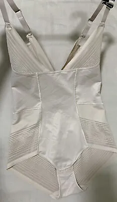 Ex M&S FIRM CONTROL WEAR YOUR OWN BRA NO VPL SHAPING BODYSUIT OPALINE NUDE Sz 12 • £12.99