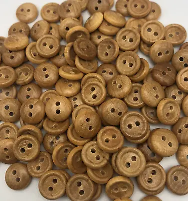 Vintage Round Wood 2-Hole Buttons W/ Raised Edge 13mm Lot Of 144 B43 • $12.99