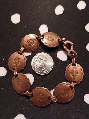 Vintage Solid Copper Beautiful Bracelet W/Tooled Scallops Native American 14.39g • $35