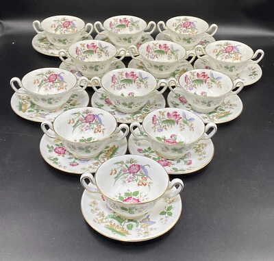 $50 • Buy 12 Wedgwood Charnwood England Cream Soup Bowls & Underplates