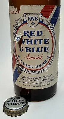 Red White & Blue Special Lager Beer 12 Oz (EMPTY) Paper Label Beer Bottle W/Cap • $6