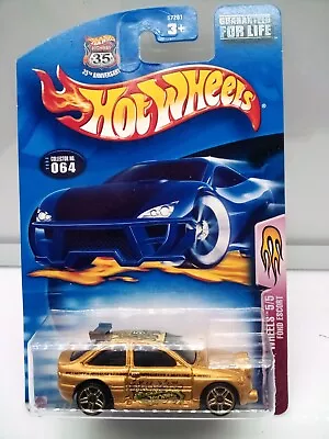 Hot Wheels - Mainline / Ford Escort  Rally - Gold - Flames - Model Car X1 • $29.72