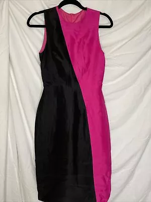 Martin Grant Black Pink Color Block Silk Sleeveless Dress Size XS • $129.99