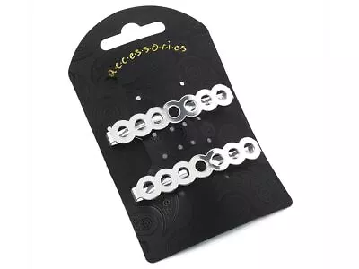 Silver Open Circle Clip In End Unsprung Metal Barrette Hair Clips Slides • £2.79