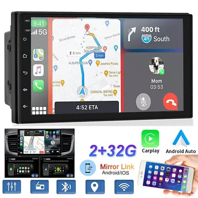 7in 2DIN Car Radio Stereo Wireless CarPlay Android 13 Auto GPS Navi FM Head Unit • $110.09