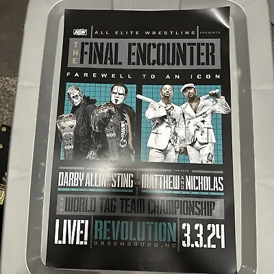 AEW Revolution 2024 ~12x18 Poster VIP Exclusive Stings Last Match Creased Corner • $175