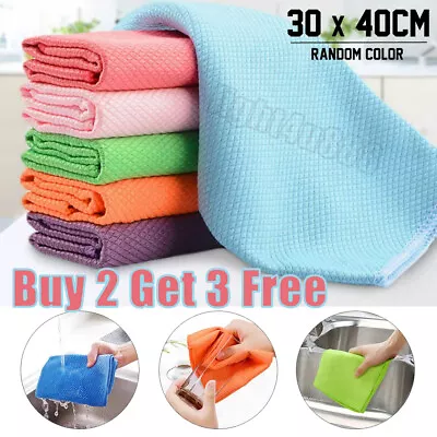 Large Microfibre Fish Scale Home Kitchen Car Dusters Cleaning Clothes Towels UK • £2.96