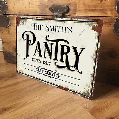 Personalised Pantry Sign Plaque Vintage Larder Retro Shabby Chic - 200x305mm • £11.99