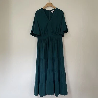 $54.50 • Buy Witchery Womens Dress, Size 14, Green Tiered Pockets Elegant