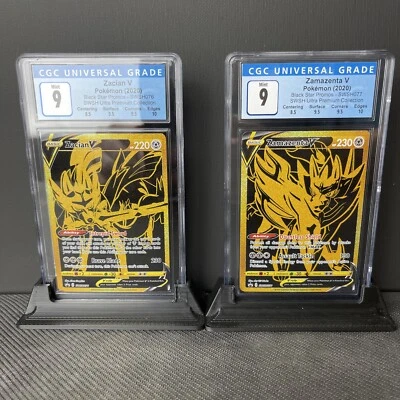 $114.75 • Buy CGC 9 Pokemon Zacian V SWSH076 And Zamazenta V SWSH077 Gold Ultra Premium Promo