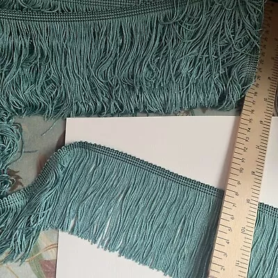 Quality 8cm Silky Chainette Lampshade Fringe JADE/TEAL GREEN 1m • £3.50