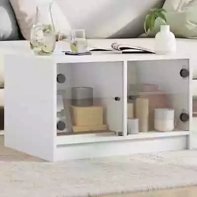 VidaXL Coffee Table With Glass Doors White 68x50x42 Cm • $179.82