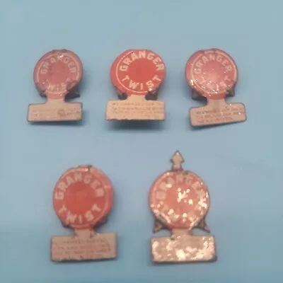 Vintage Lot Of 5 Metal Tin Granger Twist Tobacco Bag Tags • $14.99