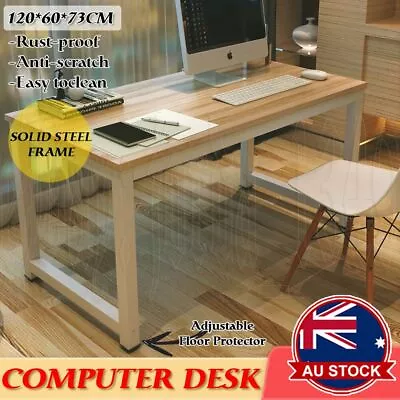 $108.99 • Buy Oak 120cm Wooden Workstation Office Computer Desk Study Table Home Laptop Table
