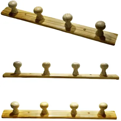 4 Pegs Wooden Coat Rack Hooks Holder / Wall Mounted Hanging Crafts Plain Wood • £7.99