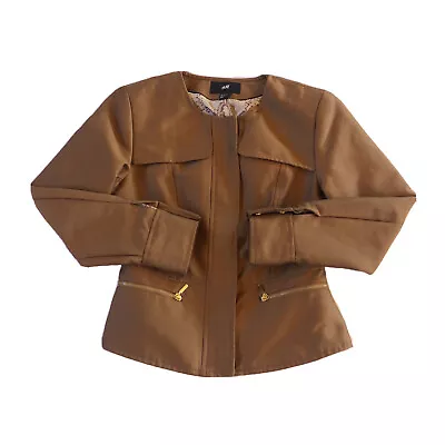 H&M Full Zip Lined Cognac Brown Jacket Full Zip Womens Size 6 MINT • $9.42