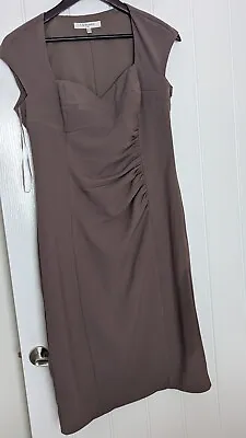 LK Bennett Dress 12 Galaxy Style Shift Mushroom Brown Workwear Business • £9.95