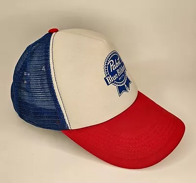 New Pabst Blue Ribbon Beer Trucker Ball Cap Hat Snapback • $12.99