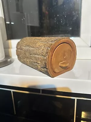 A Natural Hand Carved Wooden Log Storage Box With Drawer. Cute! VGC. Free UK📦 • £25