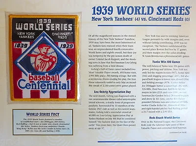 $11.99 • Buy 1939 WORLD SERIES PATCH CARD Willabee & Ward NEW YORK YANKEES Vs CINCINNATI REDS