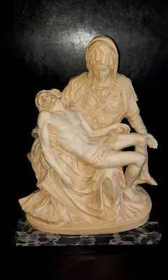 Statue Pieta A.Santini Repro Sculpture Michelangelo Marble/Stone - 12 Lb Yrs '70 • $129.99