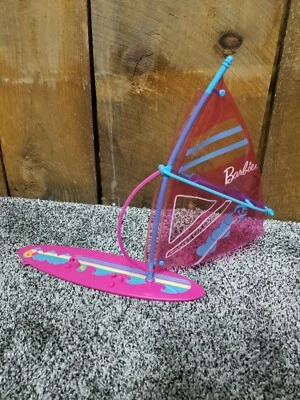 $12.95 • Buy 2013 Barbie Pink & Baby Blue Wind Surfboard / Wind Surfer BDF37
