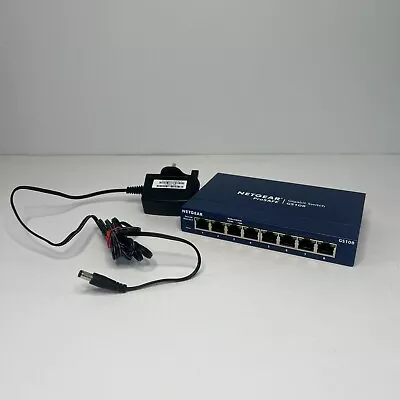 Netgear GS108 V4 8 Port Gigabit Ethernet Switch With Power Supply • £13.99