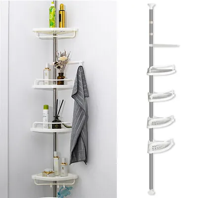 4 Tier Telescopic Shower Corner Shelf Bathroom Caddy Hold Rack Shower Organiser • $29.66