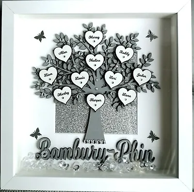 £25.99 • Buy PERSONALISED FAMILY TREE, Gift 3D Box Frame, Xmas, Birthday,Wedding,Anniversary