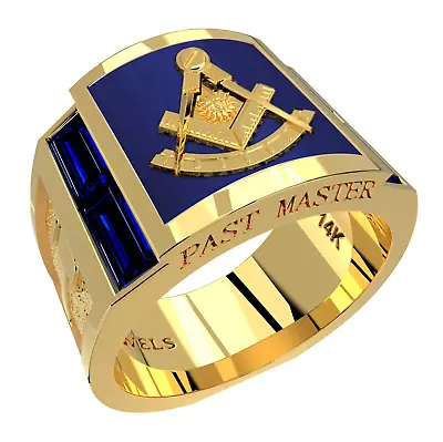 Men's Heavy Solid 10K Or 14K Gold Past Master Blue Lapis Ring Band • $2199.99