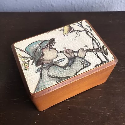 Vintage Hummel Boy Playing Reuge Music Box Doctor Zhivago Jewelry Wooden Box • $10.99