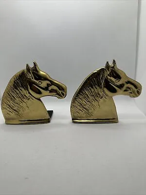 VTG Virginia Metalcrafters  Bookends Percheron  Brass Horse Head - 8-8- Pair • $74