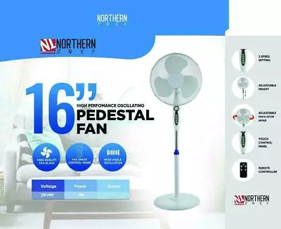 £36.99 • Buy 16  Pedestal Oscillating Standing Cooling Fan Cool Air Remote Control With Timer