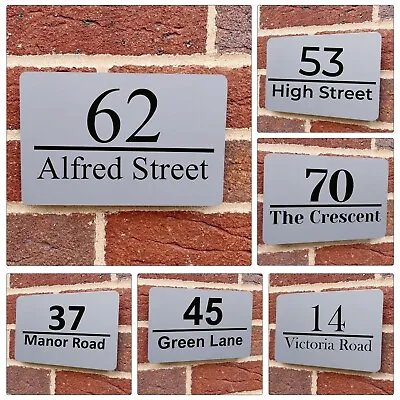 Personalised Modern House Number Plaque Door Plate Signs Street Name Acrylic • £4.45