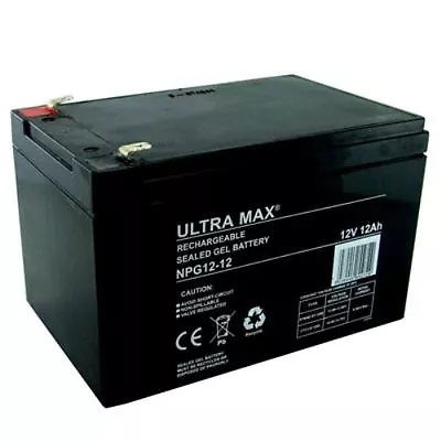 Ultramax NPG12-12 12V 12ah GEL Battery Cell For Kids Electric Toy Car/ Scooter • £36.28