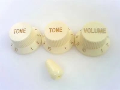 True Custom Shop® Aged White Knobs & Switch Tip Set For Fender Strat 1 Vol 2 T • $7.97