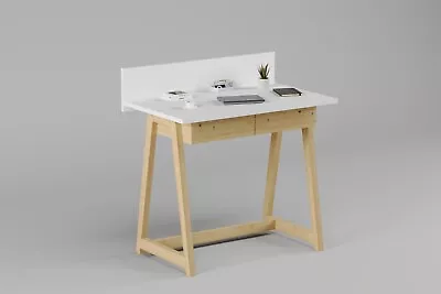 Memphis White Computer Desk Writing Desk  Work Desk With Drawers • £149.99